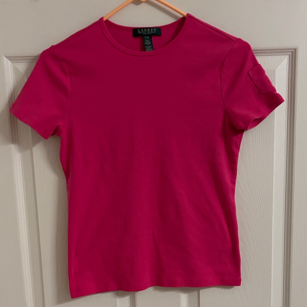 Lauren Ralph Lauren Bright Fuchsia Short Sleeve Crewneck Tee